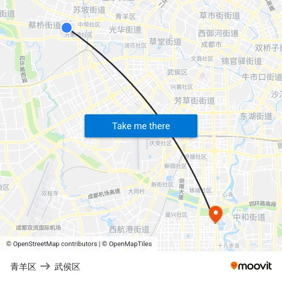 青羊区 to 武侯区 map