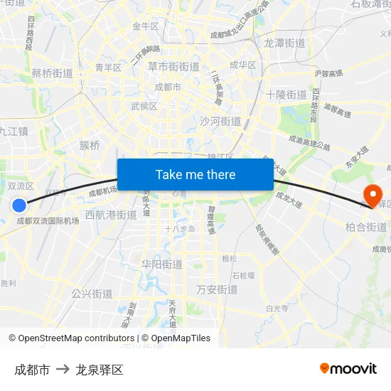 成都市 to 龙泉驿区 map