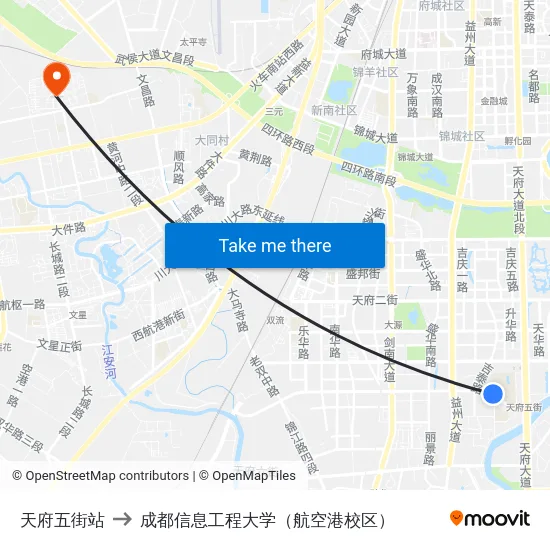 天府五街站 to 成都信息工程大学（航空港校区） map