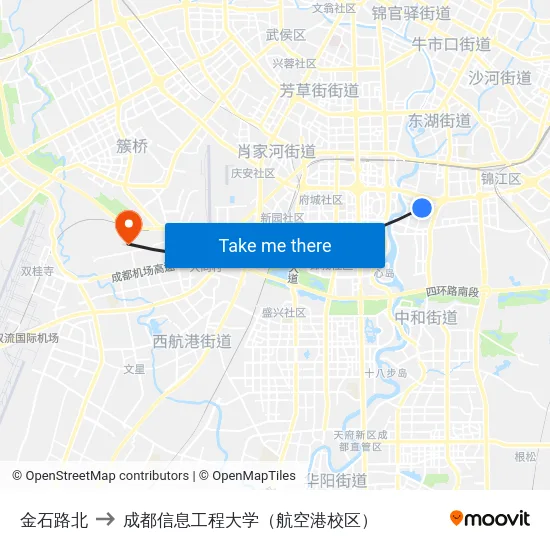 金石路北 to 成都信息工程大学（航空港校区） map