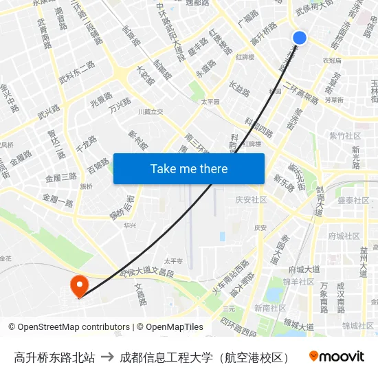 高升桥东路北站 to 成都信息工程大学（航空港校区） map