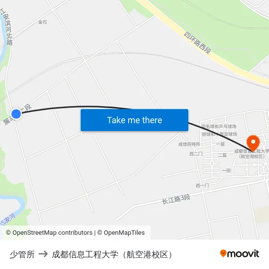 少管所 to 成都信息工程大学（航空港校区） map