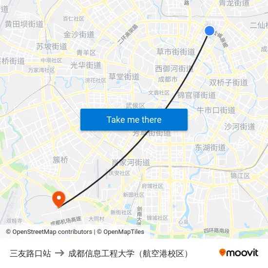 三友路口站 to 成都信息工程大学（航空港校区） map