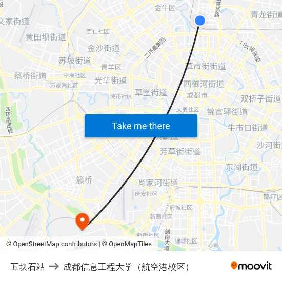 五块石站 to 成都信息工程大学（航空港校区） map