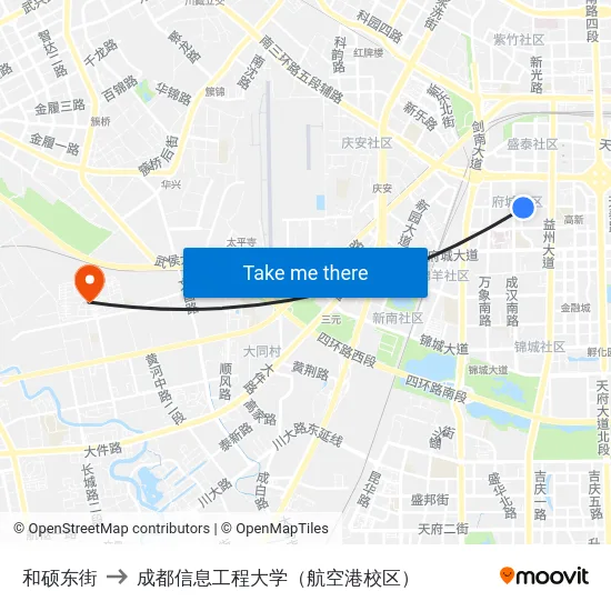 和硕东街 to 成都信息工程大学（航空港校区） map