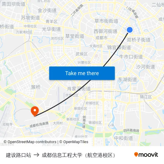 建设路口站 to 成都信息工程大学（航空港校区） map