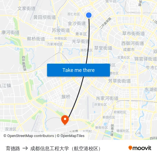 育德路 to 成都信息工程大学（航空港校区） map