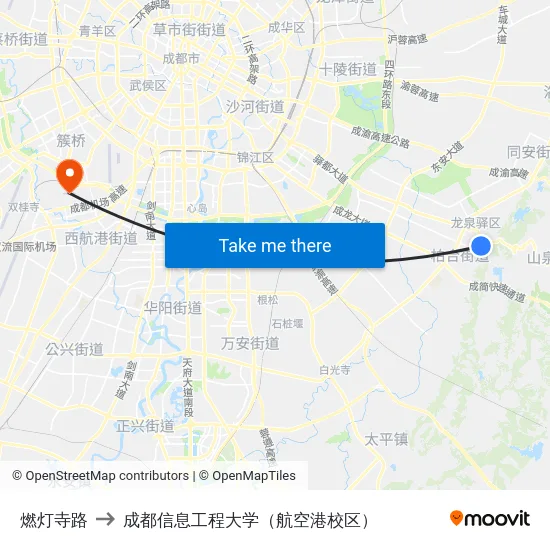 燃灯寺路 to 成都信息工程大学（航空港校区） map