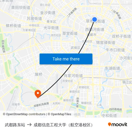 武都路东站 to 成都信息工程大学（航空港校区） map