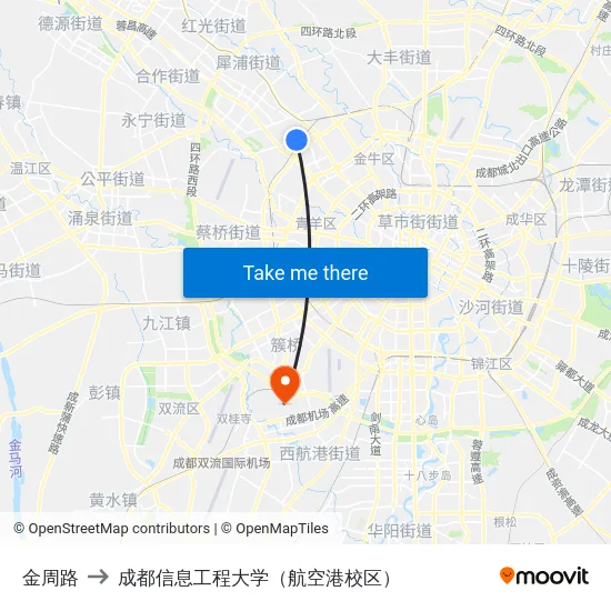 金周路 to 成都信息工程大学（航空港校区） map