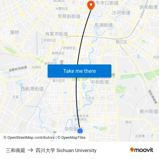 三和南庭 to 四川大学 Sichuan University map