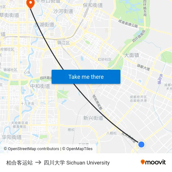 柏合客运站 to 四川大学 Sichuan University map