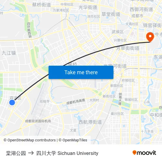 棠湖公园 to 四川大学 Sichuan University map