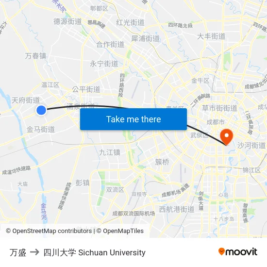 万盛 to 四川大学 Sichuan University map