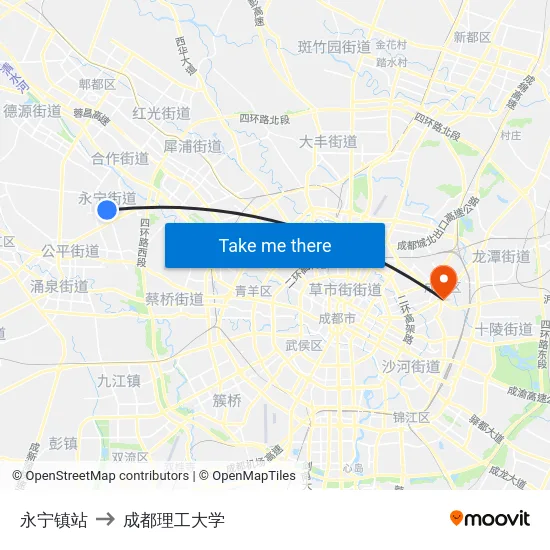 永宁镇站 to 成都理工大学 map