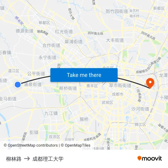 柳林路 to 成都理工大学 map