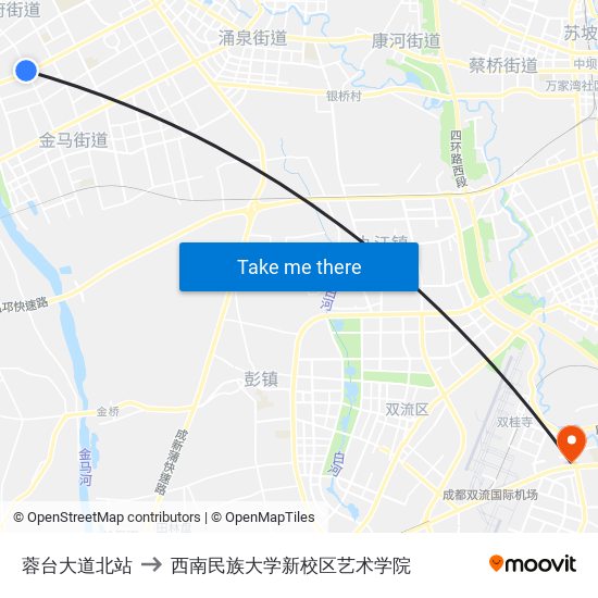 蓉台大道北站 to 西南民族大学新校区艺术学院 map