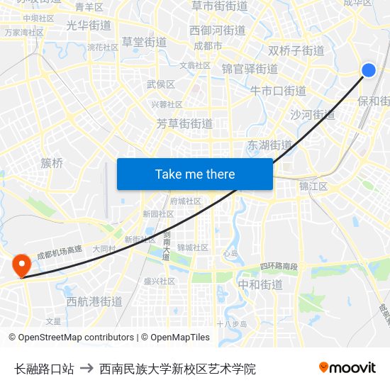长融路口站 to 西南民族大学新校区艺术学院 map