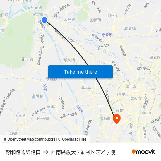 翔和路通锦路口 to 西南民族大学新校区艺术学院 map
