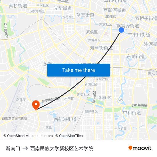 新南门 to 西南民族大学新校区艺术学院 map