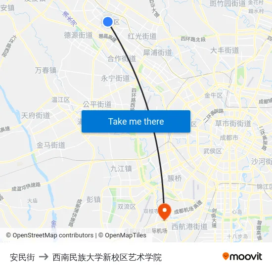 安民街 to 西南民族大学新校区艺术学院 map