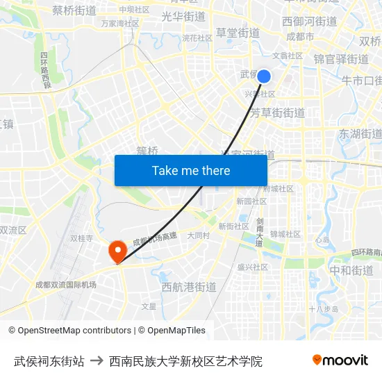 武侯祠东街站 to 西南民族大学新校区艺术学院 map