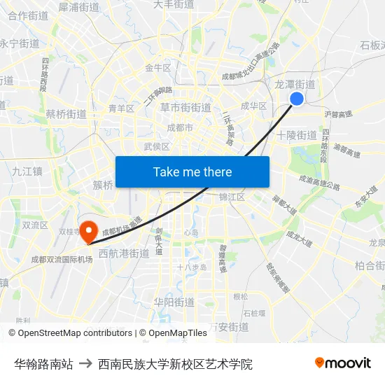 华翰路南站 to 西南民族大学新校区艺术学院 map