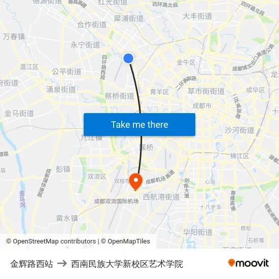 金辉路西站 to 西南民族大学新校区艺术学院 map