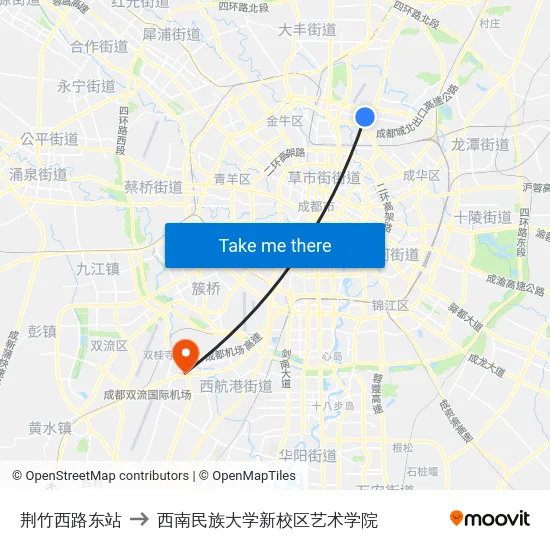 荆竹西路东站 to 西南民族大学新校区艺术学院 map