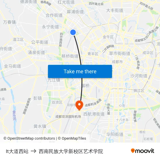 It大道西站 to 西南民族大学新校区艺术学院 map