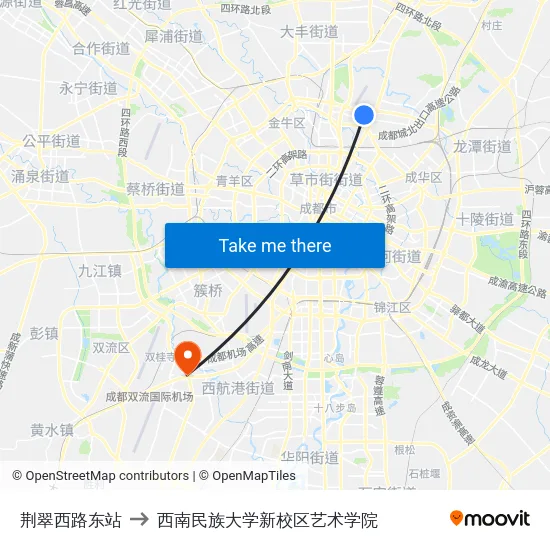 荆翠西路东站 to 西南民族大学新校区艺术学院 map