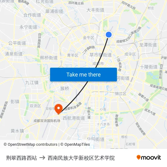荆翠西路西站 to 西南民族大学新校区艺术学院 map
