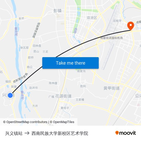 兴义镇站 to 西南民族大学新校区艺术学院 map