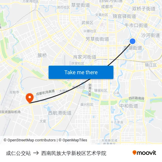 成仁公交站 to 西南民族大学新校区艺术学院 map