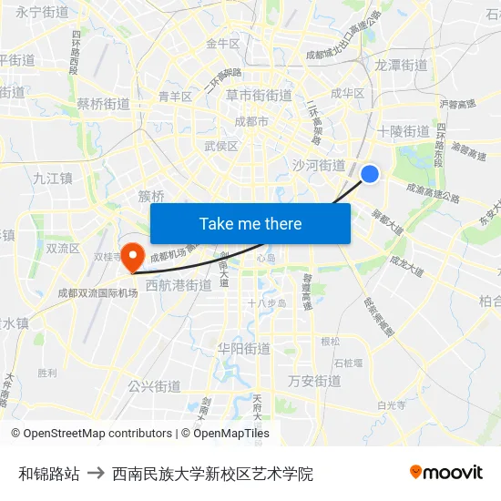 和锦路站 to 西南民族大学新校区艺术学院 map