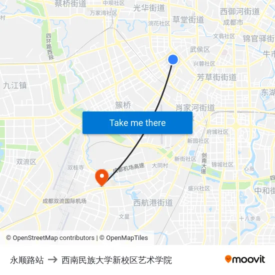 永顺路站 to 西南民族大学新校区艺术学院 map