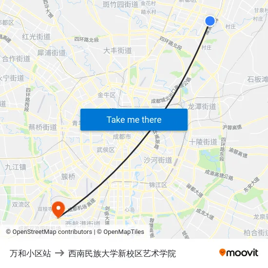 万和小区站 to 西南民族大学新校区艺术学院 map