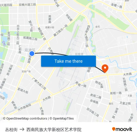 丛桂街 to 西南民族大学新校区艺术学院 map