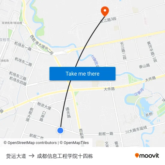 货运大道 to 成都信息工程学院十四栋 map