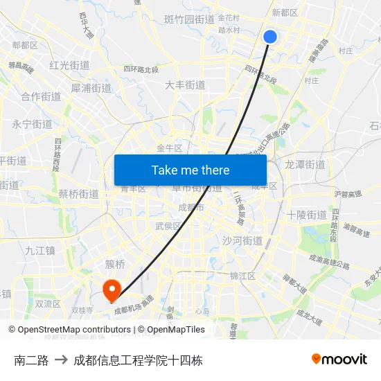 南二路 to 成都信息工程学院十四栋 map