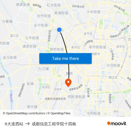 It大道西站 to 成都信息工程学院十四栋 map