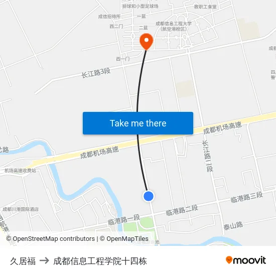 久居福 to 成都信息工程学院十四栋 map