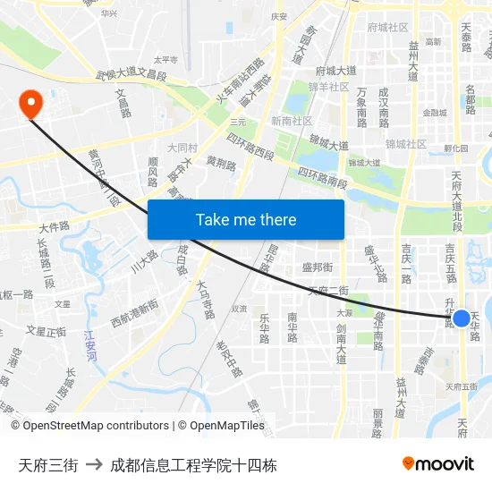 天府三街 to 成都信息工程学院十四栋 map