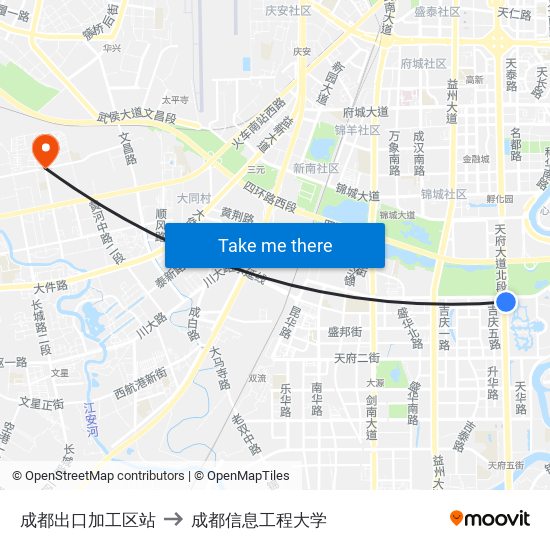 成都出口加工区站 to 成都信息工程大学 map