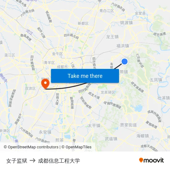 女子监狱 to 成都信息工程大学 map