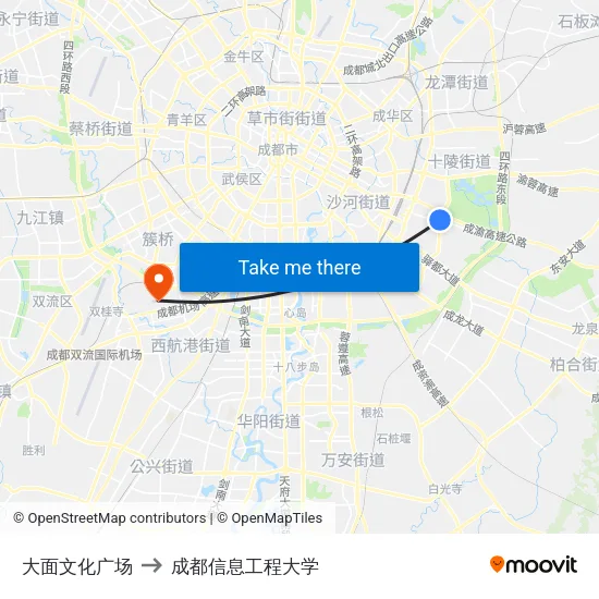 大面文化广场 to 成都信息工程大学 map