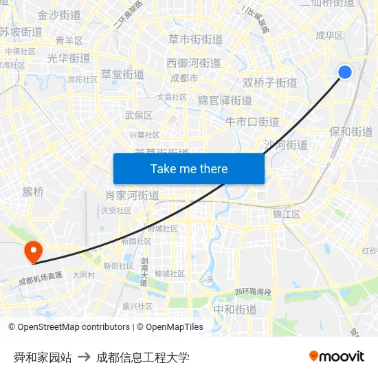 舜和家园站 to 成都信息工程大学 map