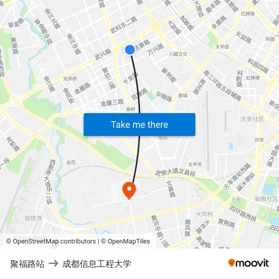 聚福路站 to 成都信息工程大学 map