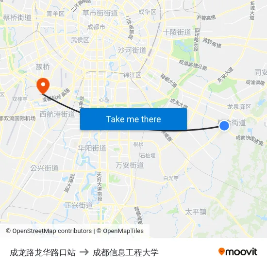 成龙路龙华路口站 to 成都信息工程大学 map