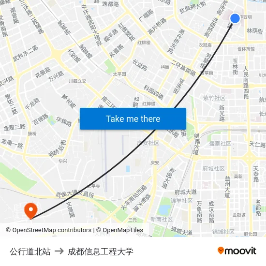 公行道北站 to 成都信息工程大学 map